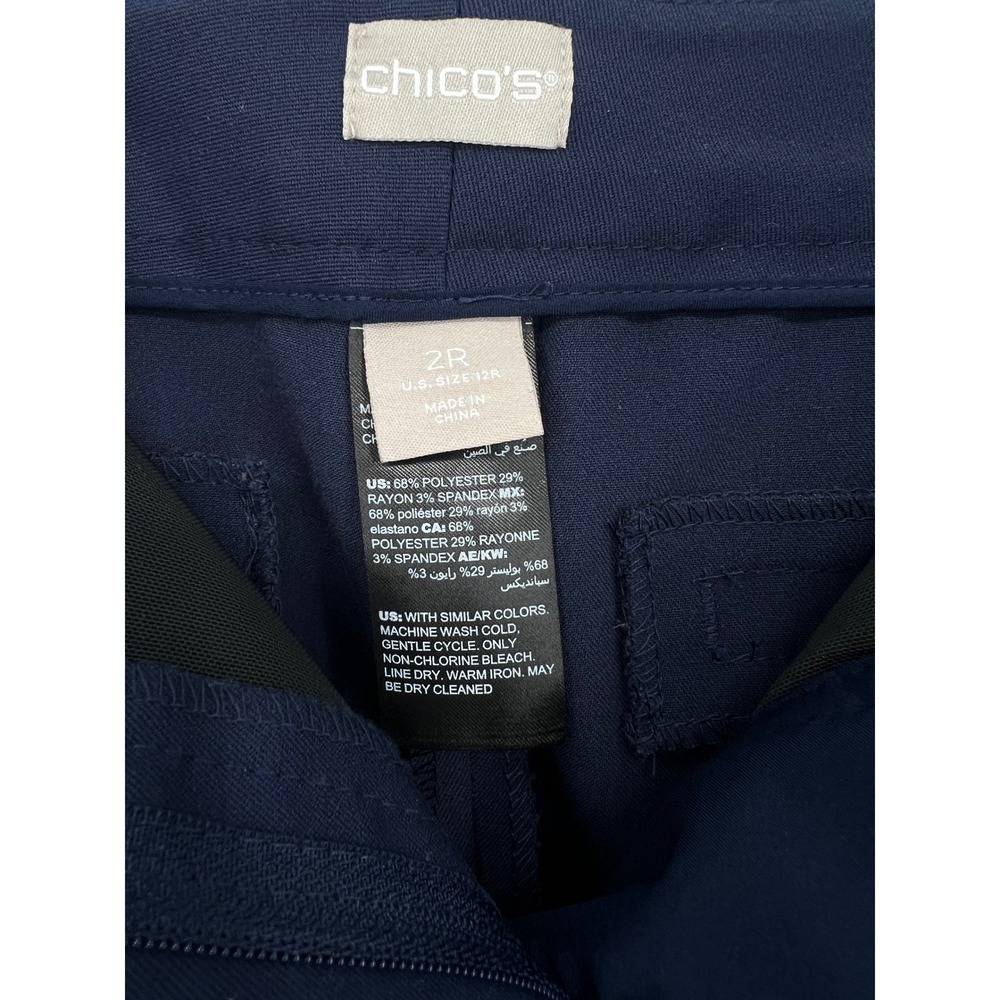 Chico's Trousers Women 12R Navy Blue Wide Leg Career Workwear Professional - Picture 4 of 5